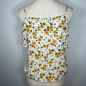 Westmoon Cold Shoulder Sunflower Elastic Waist Top